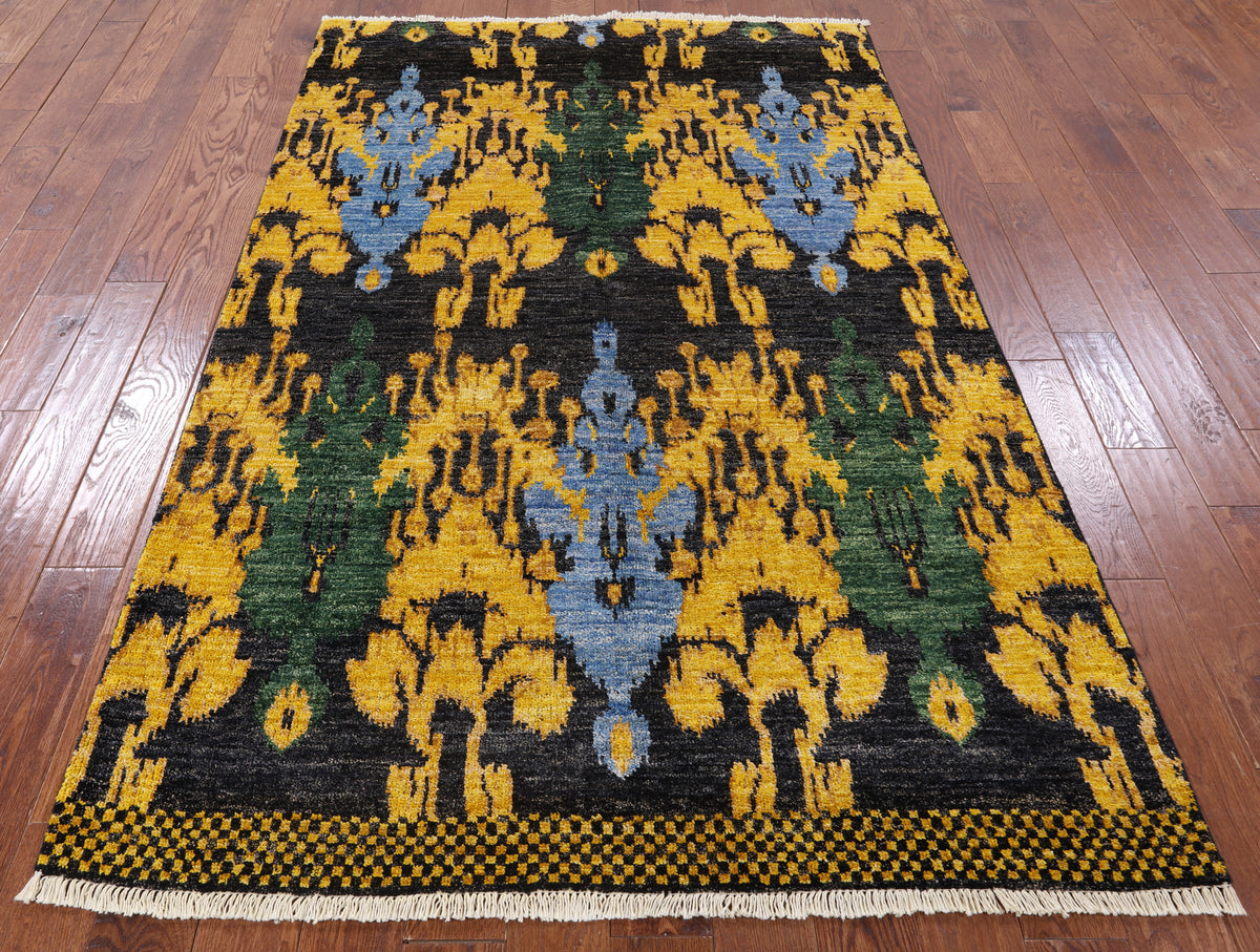 Ikat Hand Knotted Area Rug - 5' 2" X 8' 1"