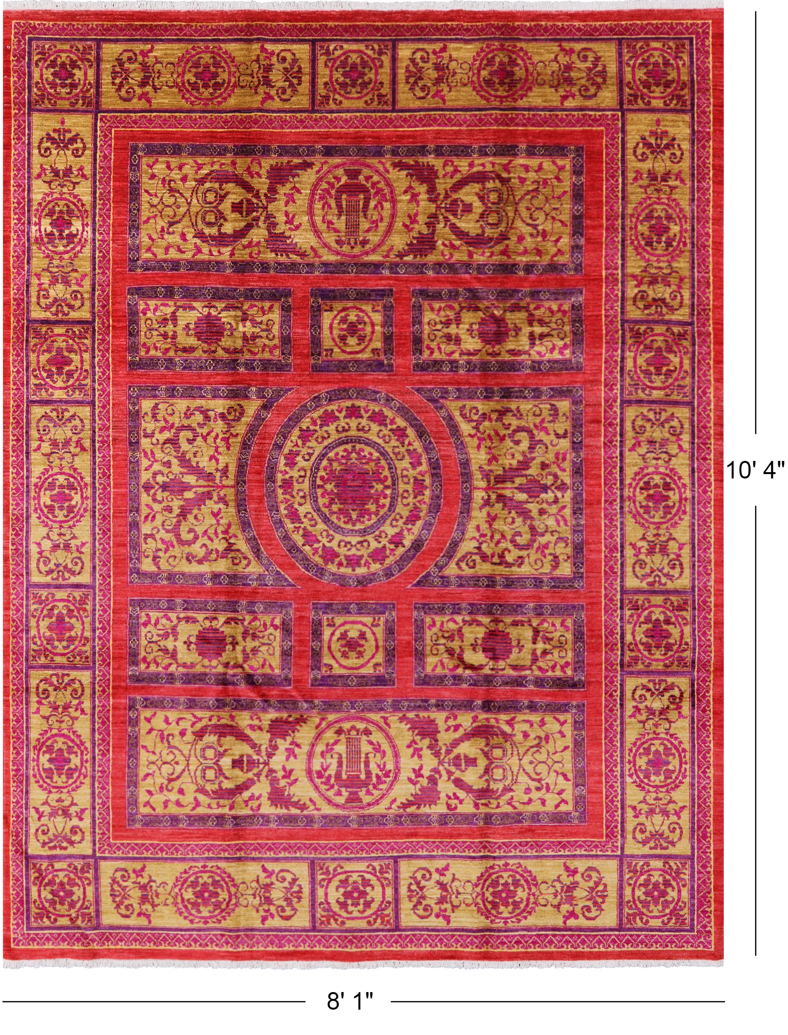 William Morris Hand Knotted Area Rug - 8' 1" X 10' 4" - Golden Nile