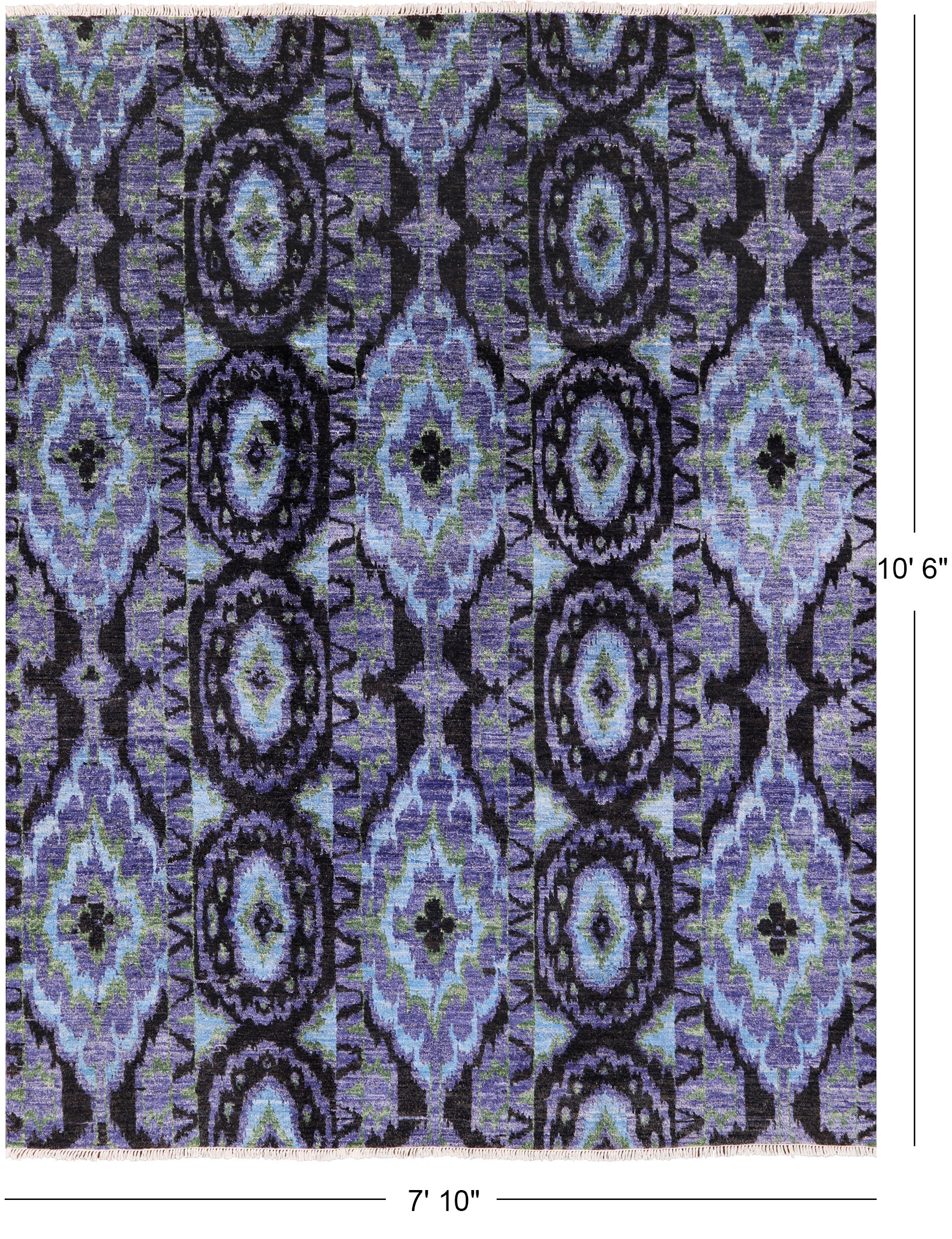 Ikat Handmade Wool Area Rug - 7' 10" X 10' 6" - Golden Nile
