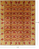 Red William Morris Hand Knotted Area Rug - 9' 2" X 11' 10" - Golden Nile