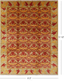 Red William Morris Hand Knotted Area Rug - 9' 2" X 11' 10" - Golden Nile
