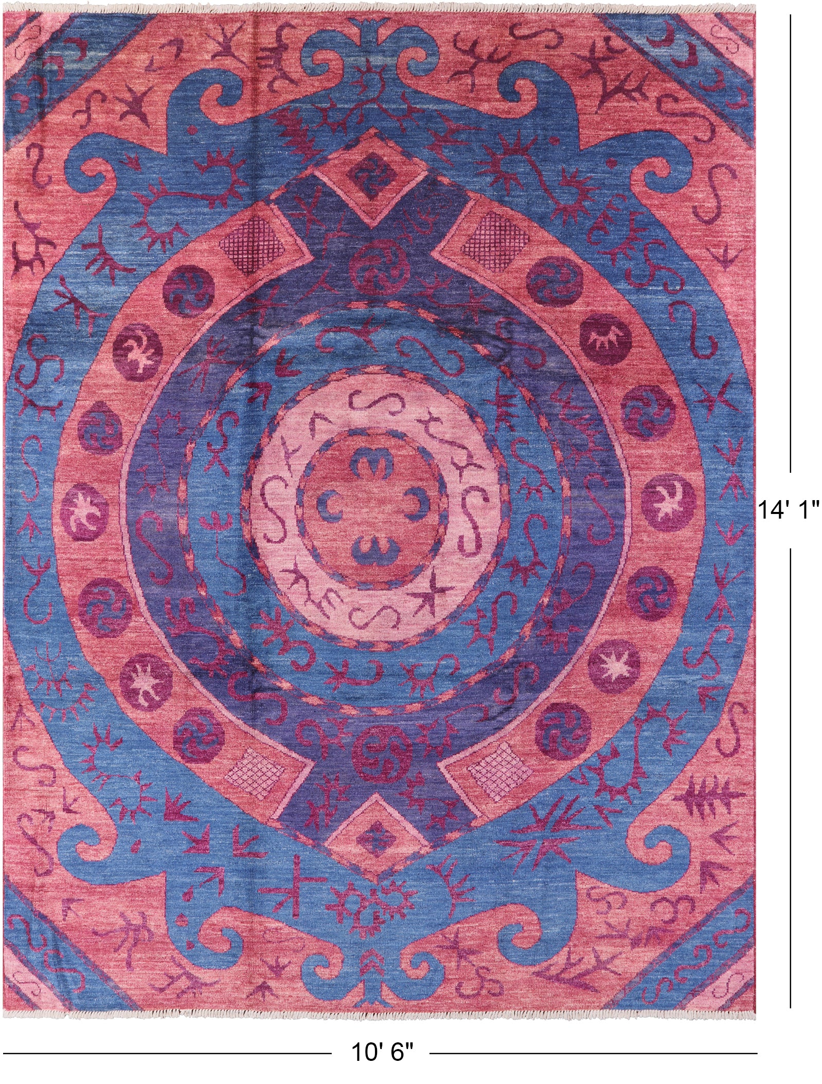 Ikat Hand Knotted Wool Area Rug - 10' 6" X 14' 1" - Golden Nile