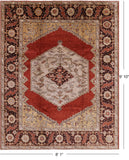 Red Geometric Persian Handmade Area Rug - 8' 1" X 9' 10" - Golden Nile