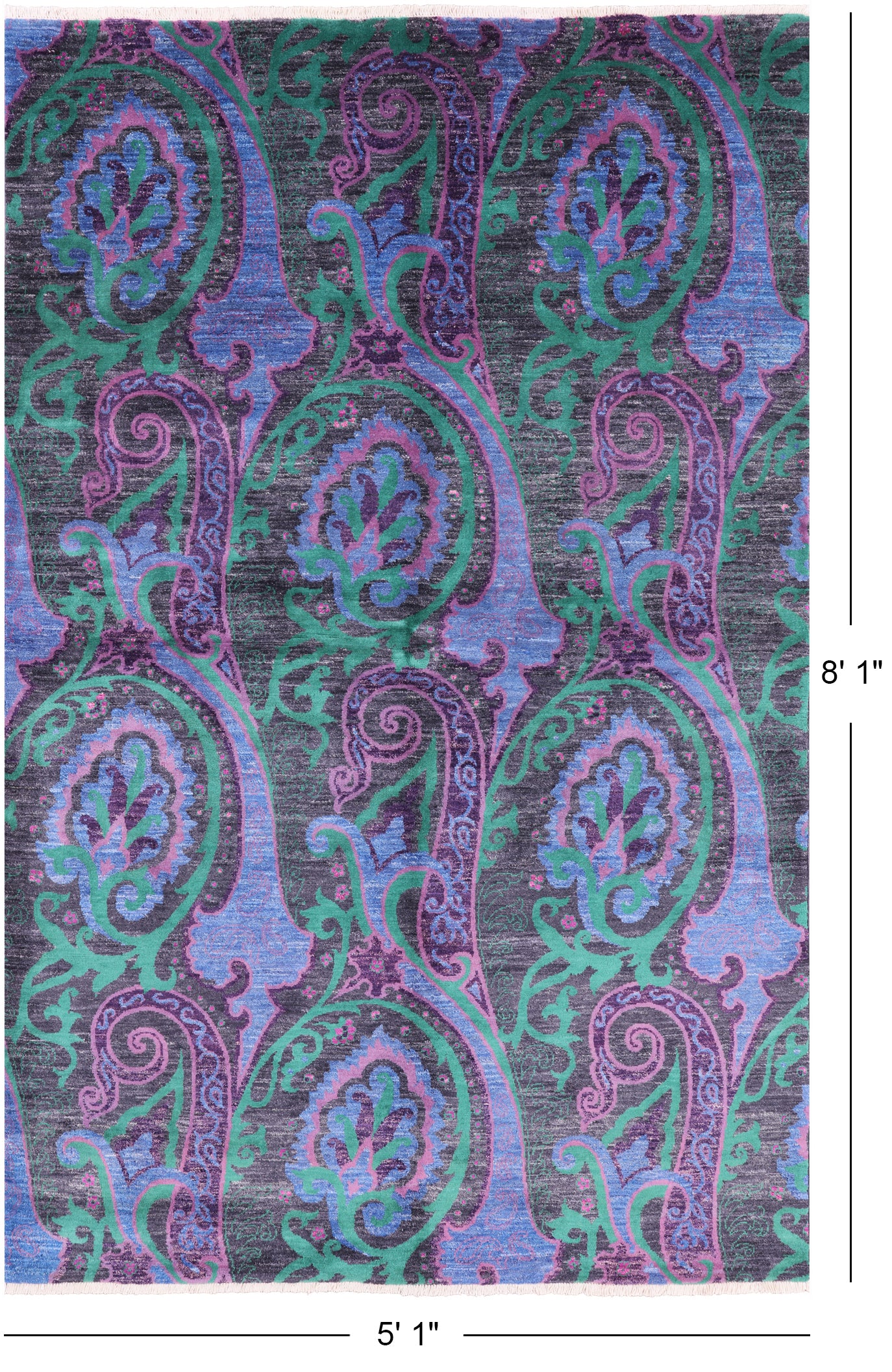 William Morris Hand Knotted Wool Area Rug - 5' 1 X 8' 1 - Golden Nile