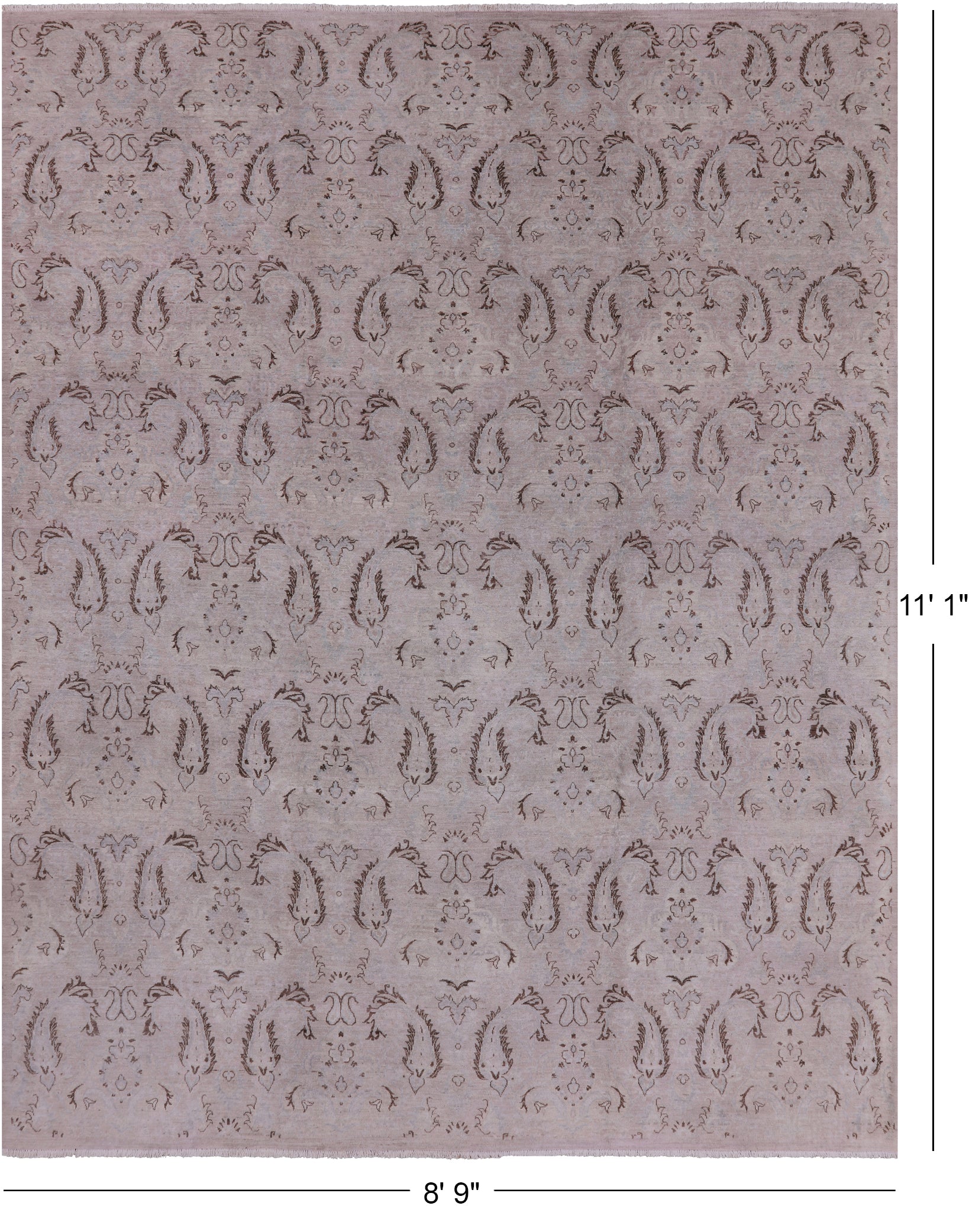 William Morris Hand Knotted Wool Area Rug - 8' 9" X 11' 1" - Golden Nile