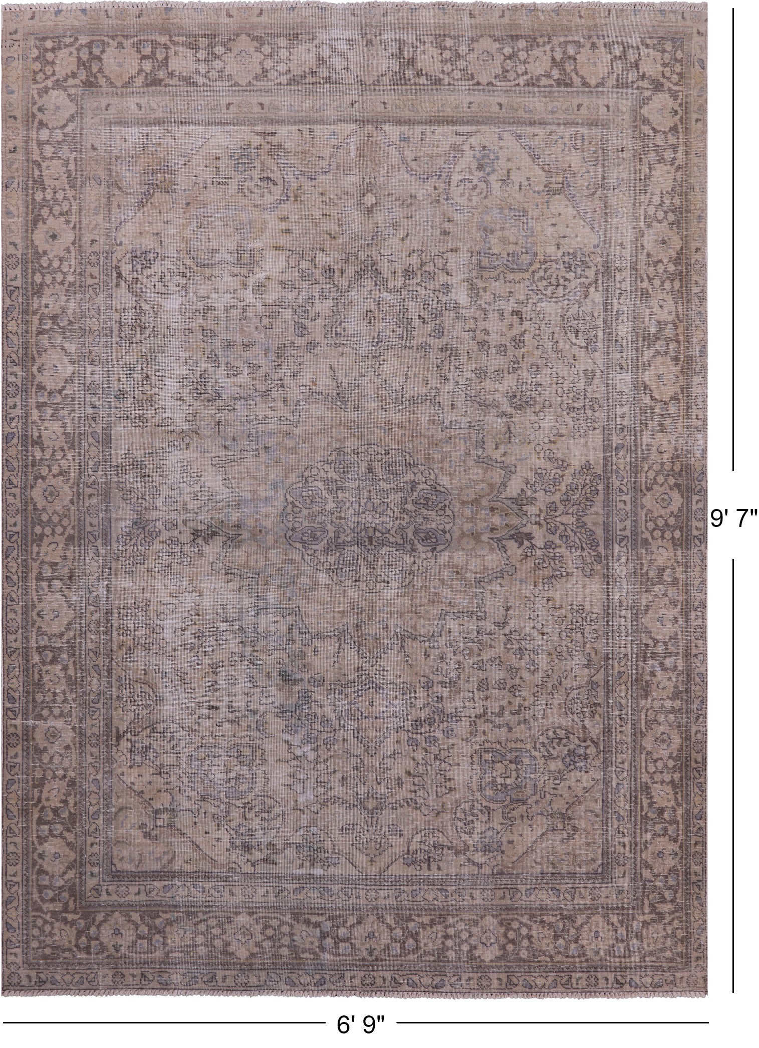 Persian Overdyed Handmade Wool Area Rug - 6' 9" X 9' 7" - Golden Nile