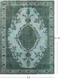 Green Persian Overdyed Hand Knotted Wool Rug - 9' 6" X 12' 10" - Golden Nile