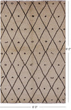 Ivory Tribal Moroccan Hand Knotted Wool Rug - 6' 0" X 9' 2" - Golden Nile