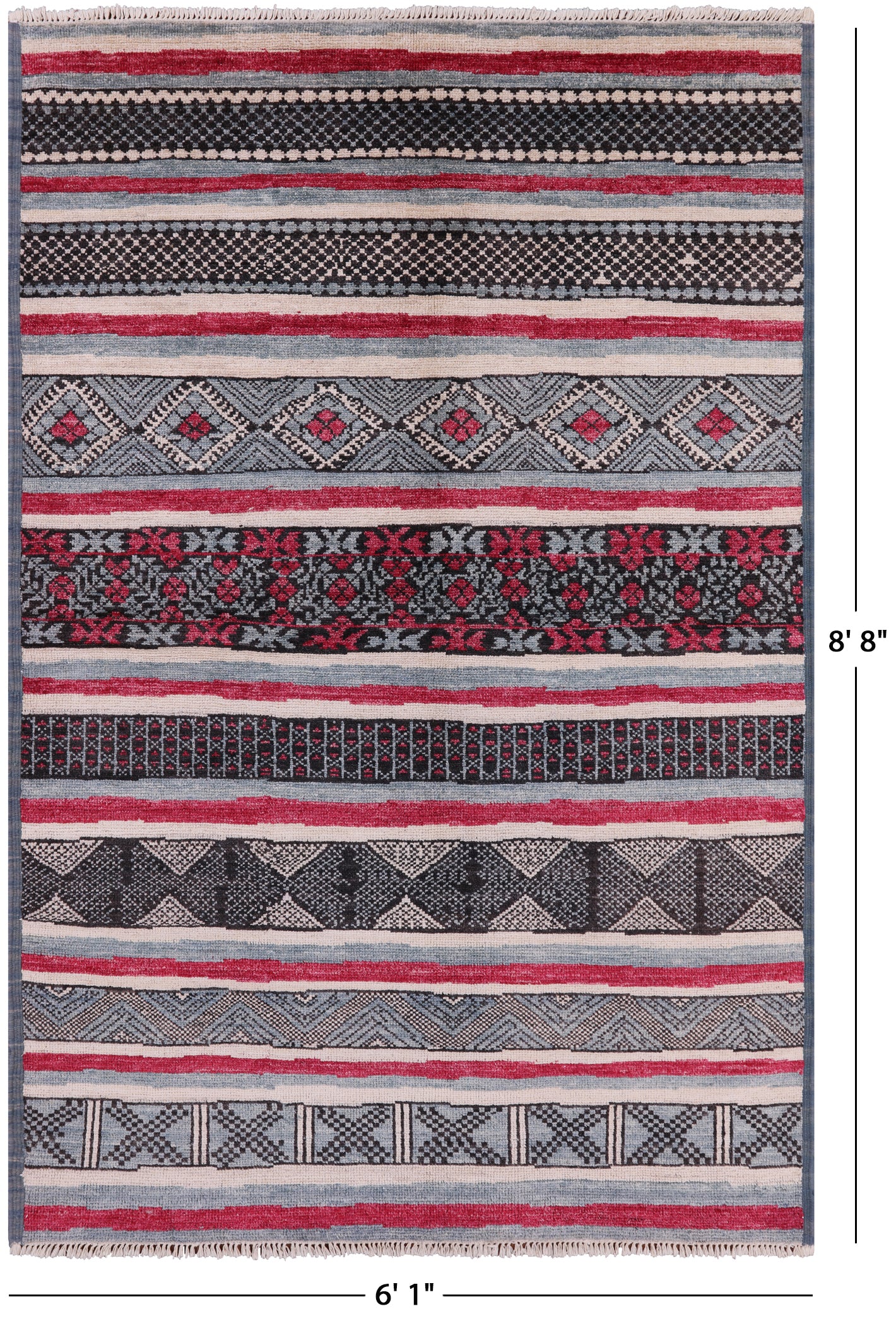 Tribal Moroccan Hand Knotted Rug - 6' 1" X 8' 8" - Golden Nile