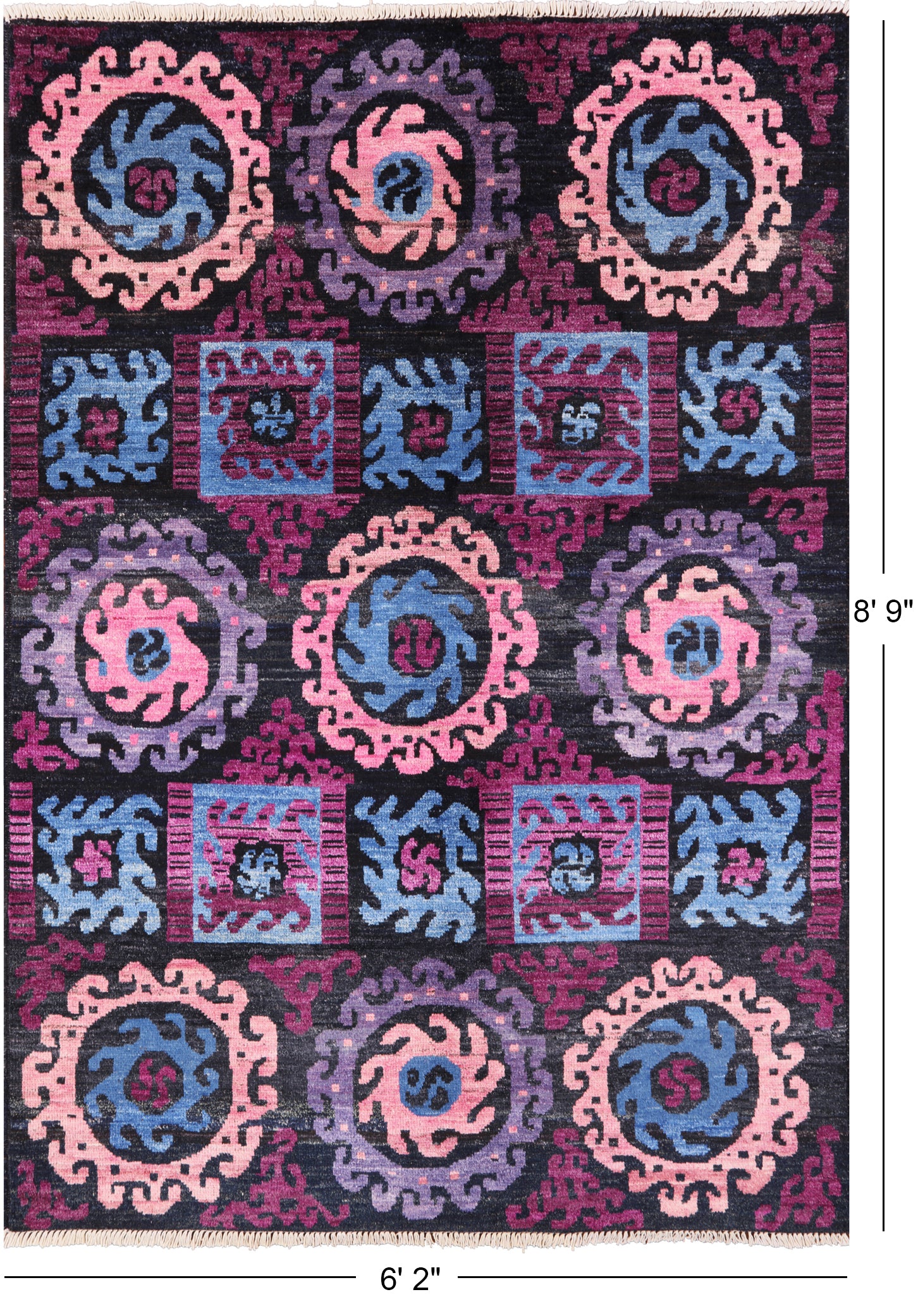 Ikat Handmade Wool Area Rug - 6' 2" X 8' 9" - Golden Nile