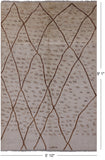 Ivory Signed Tribal Moroccan Hand Knotted Wool Rug - 5' 10" X 9' 1" - Golden Nile
