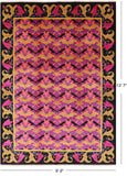 Pink William Morris Hand Knotted Wool Rug - 9' 9" X 13' 7" - Golden Nile
