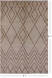 Ivory Moroccan Hand Knotted Area Rug - 6' 1" X 9' 1" - Golden Nile