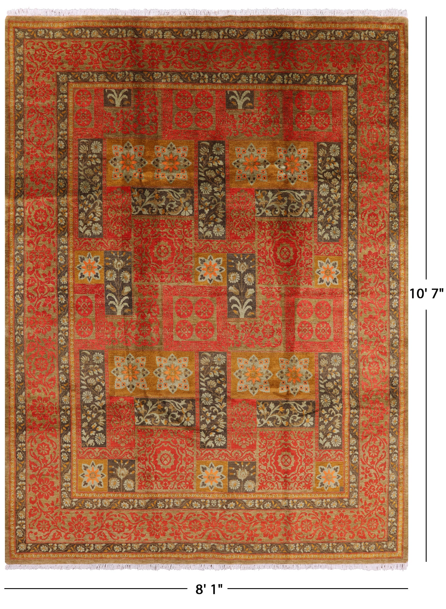William Morris Handmade Wool Rug - 8' 1" X 10' 7" - Golden Nile