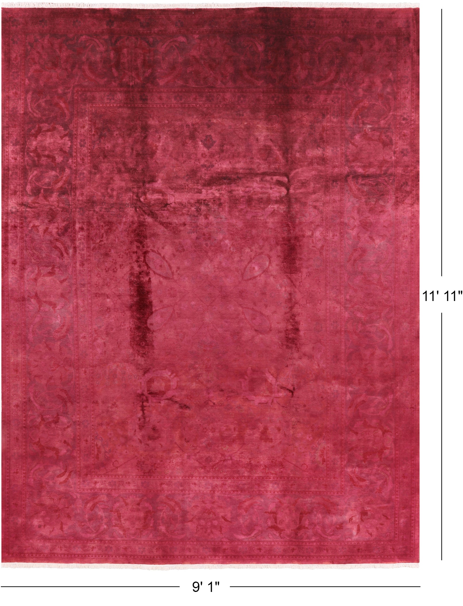 Full Pile Overdyed Handmade Wool Rug - 9' 1" X 11' 11" - Golden Nile