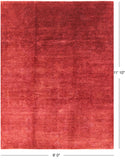 Red Full Pile Overdyed Hand Knotted Area Rug - 9' 0" X 11' 10" - Golden Nile