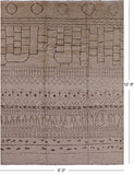 Ivory Tribal Moroccan Hand Knotted Area Rug - 8' 0" X 10' 8" - Golden Nile