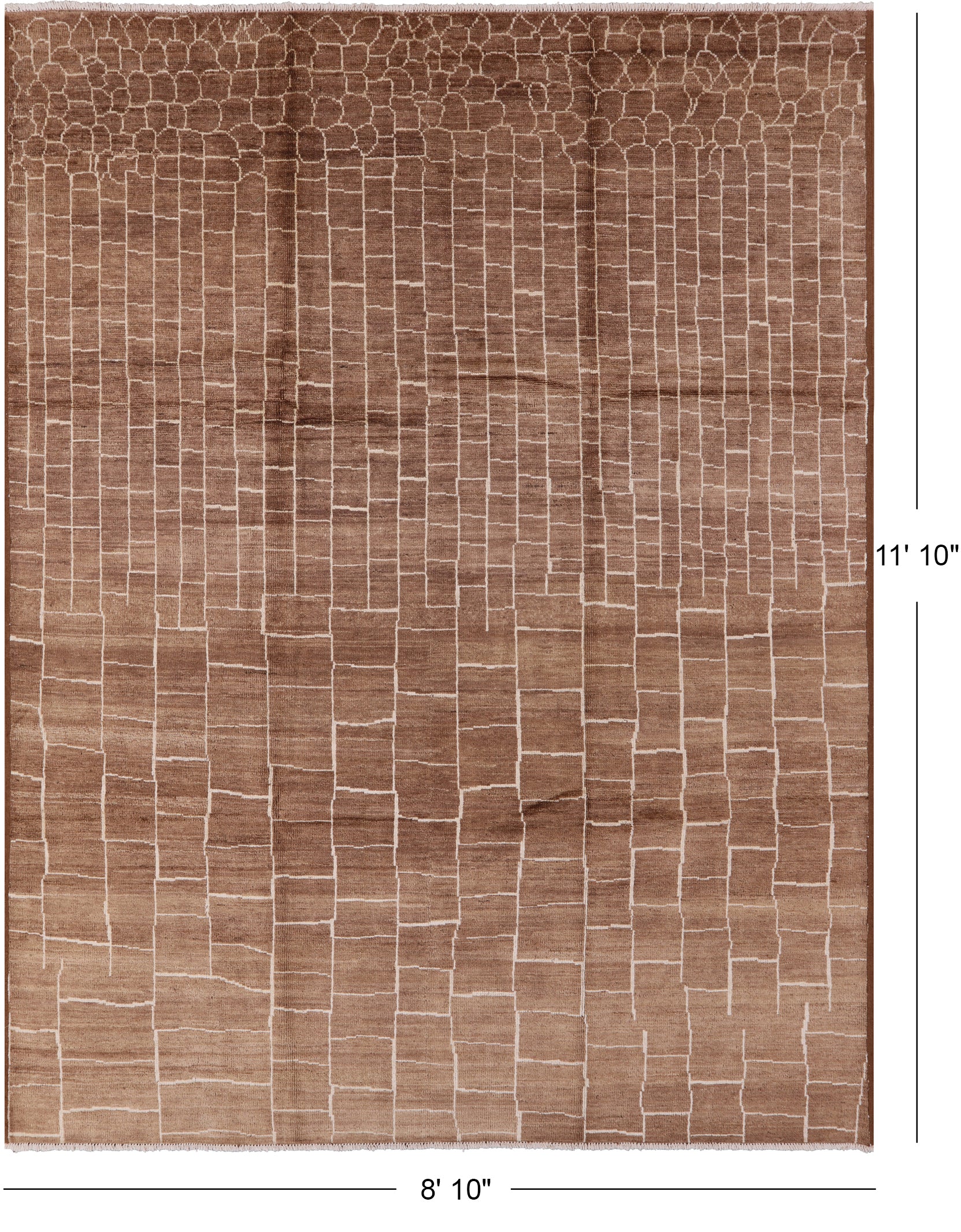 Brown Moroccan Handmade Area Rug - 8' 10" X 11' 10" - Golden Nile