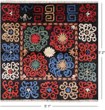 Black Square Ikat Hand Knotted Wool Area Rug - 5' 1" X 5' 2" - Golden Nile