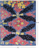 Blue Ikat Hand Knotted Wool Area Rug - 8' 2" X 10' 0" - Golden Nile