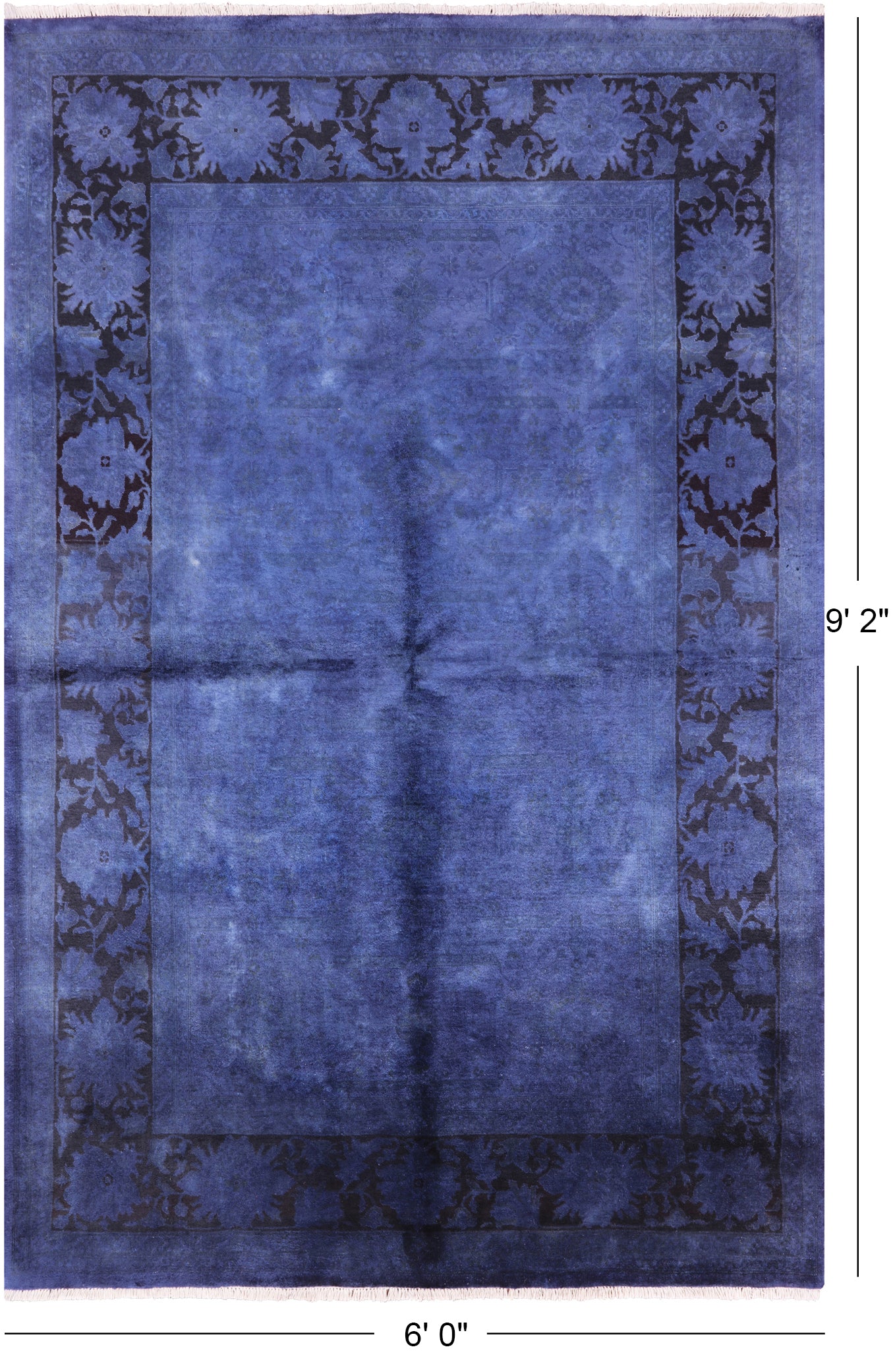 Blue Full Pile Overdyed Handmade Area Rug - 6' 0" X 9' 2" - Golden Nile