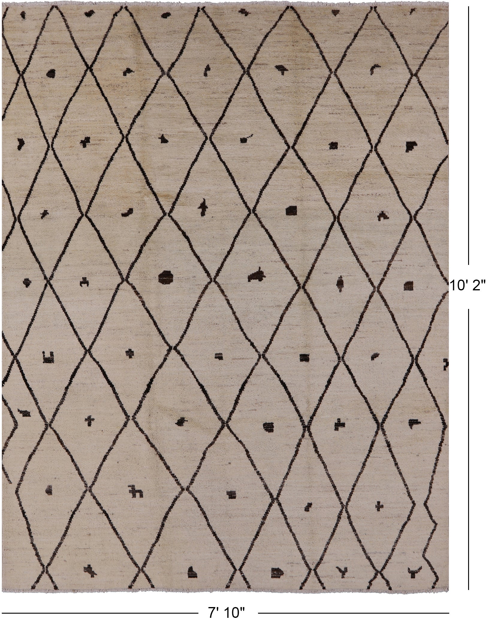 Ivory Moroccan Handmade Wool Rug - 7' 10" X 10' 2" - Golden Nile