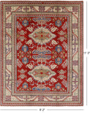 Red Kazak Hand Knotted Rug - 8' 2" X 11' 3" - Golden Nile