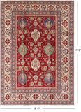 Red Kazak Hand Knotted Wool Area Rug - 8' 4" X 11' 9" - Golden Nile