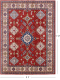 Red Kazak Hand Knotted Wool Rug - 8' 4" X 11' 0" - Golden Nile