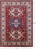 Red Kazak Handmade Rug - 7' 7" X 10' 8" - Golden Nile