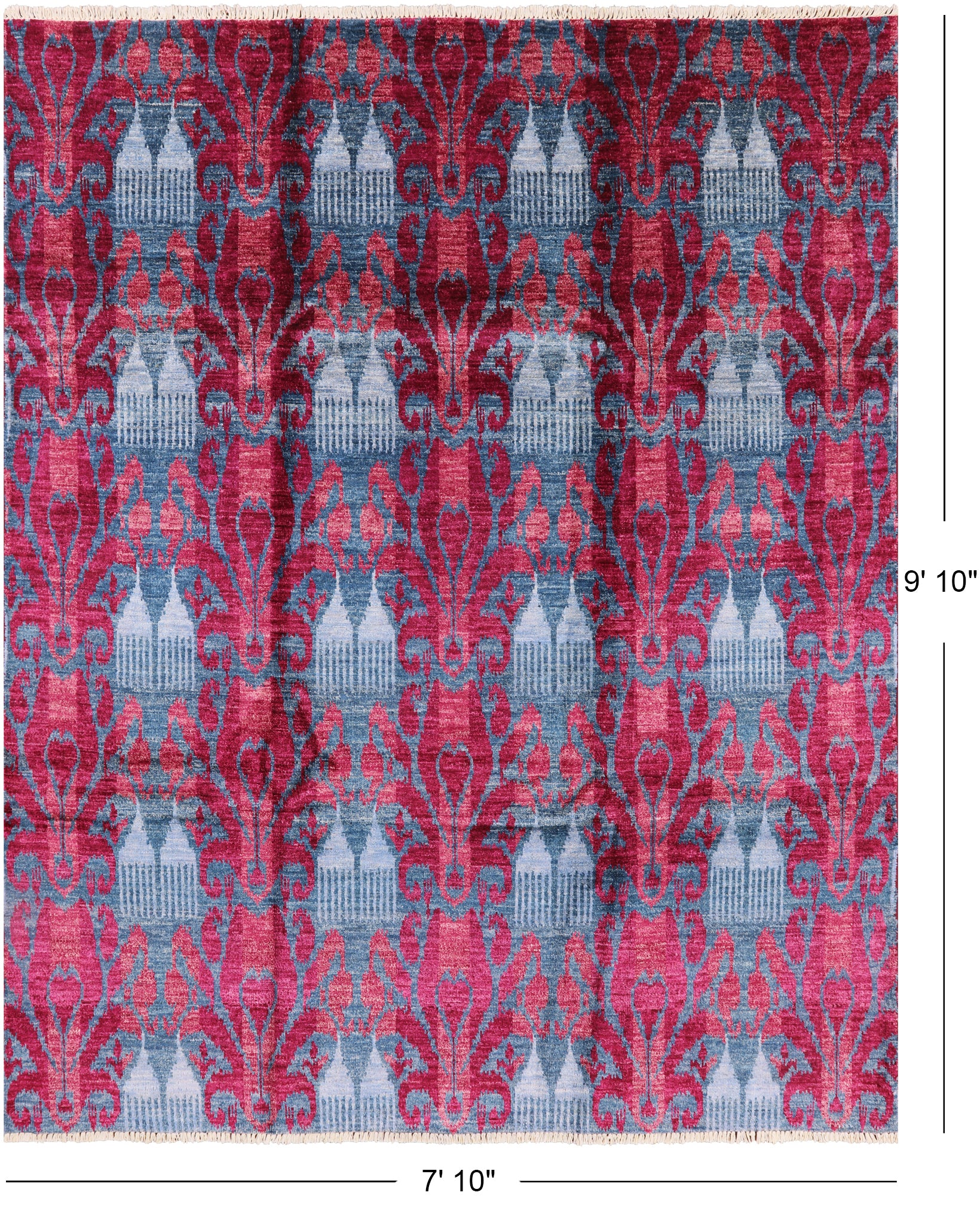 Ikat Hand Knotted Area Rug - 7' 10" X 9' 10" - Golden Nile