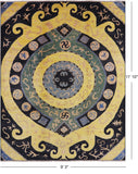 Ikat Hand Knotted Wool Area Rug - 9' 3" X 11' 10" - Golden Nile