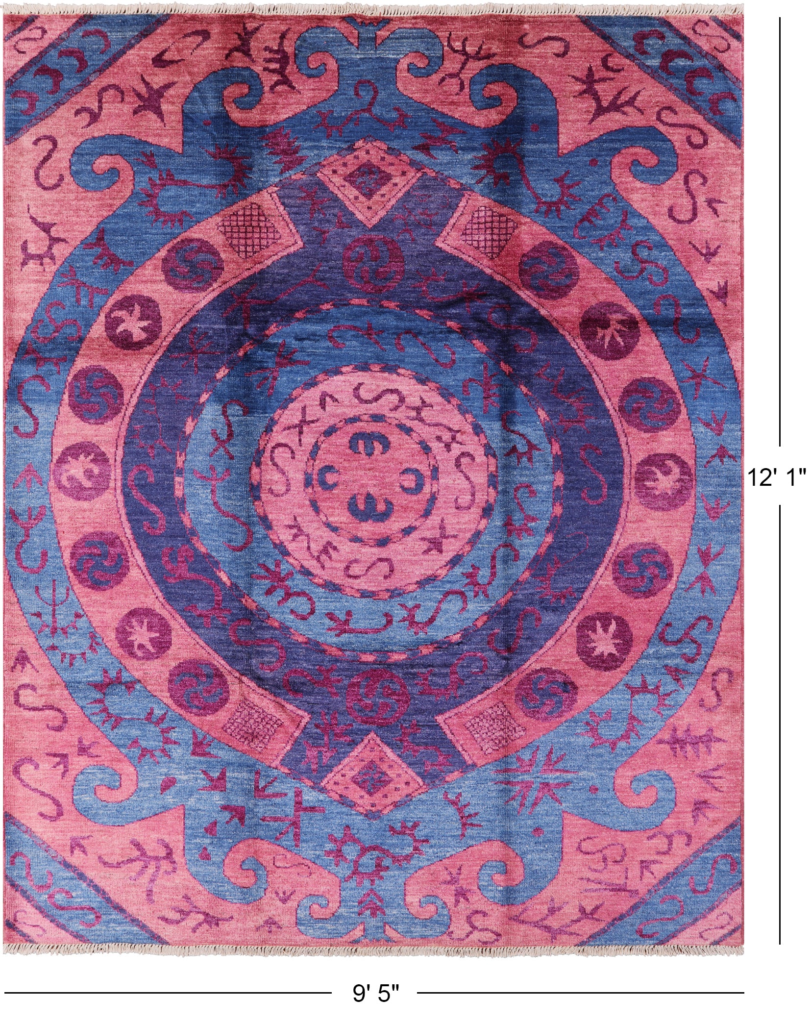 Ikat Handmade Wool Area Rug - 9' 5" X 12' 1" - Golden Nile