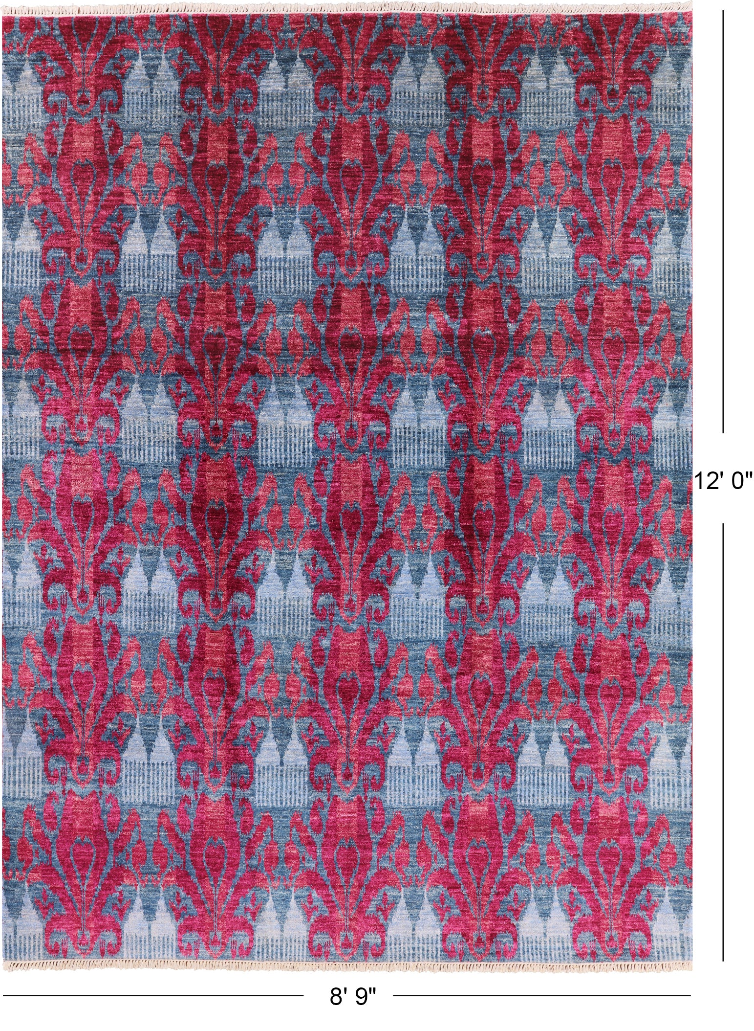 Ikat Hand Knotted Wool Rug - 8' 9" X 12' 0" - Golden Nile