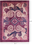 Purple Ikat Handmade Wool Area Rug - 10' 0" X 14' 3" - Golden Nile