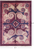 Purple Ikat Handmade Wool Area Rug - 6' 4" X 9' 2" - Golden Nile