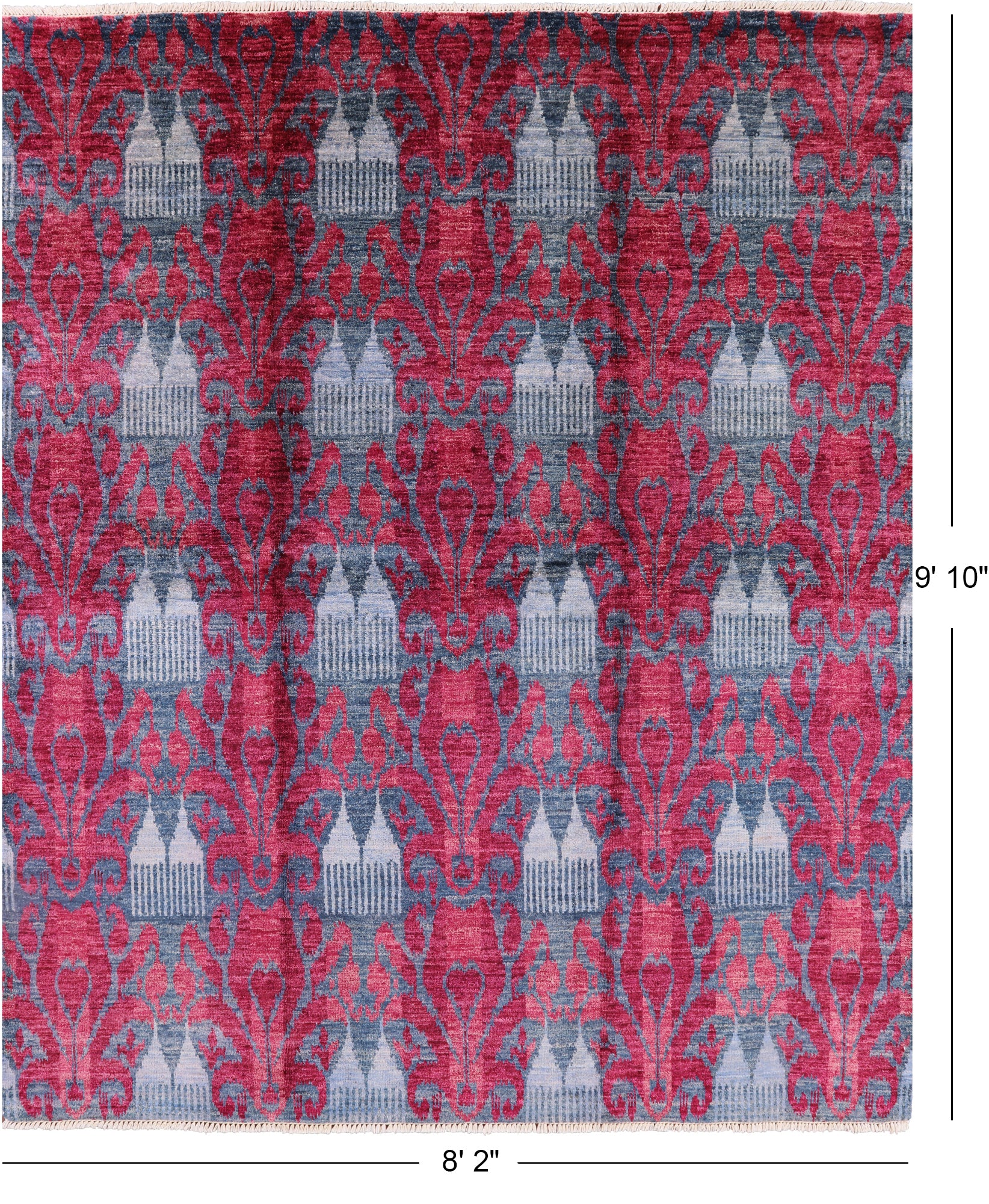 Ikat Hand Knotted Wool Area Rug - 8' 2" X 9' 10" - Golden Nile