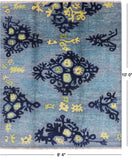 Ikat Hand Knotted Wool Area Rug - 8' 4" X 10' 0" - Golden Nile