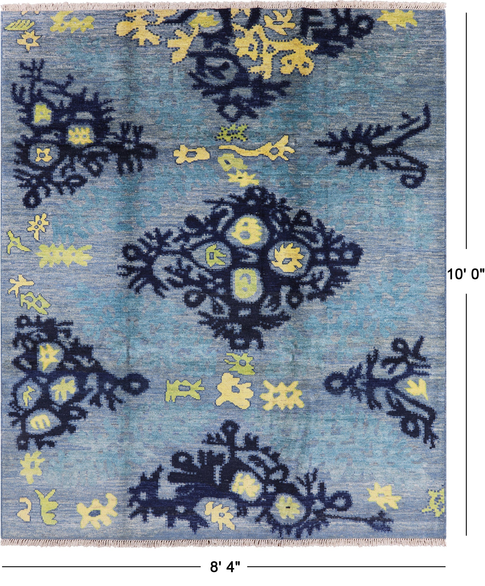 Ikat Hand Knotted Wool Area Rug - 8' 4" X 10' 0" - Golden Nile