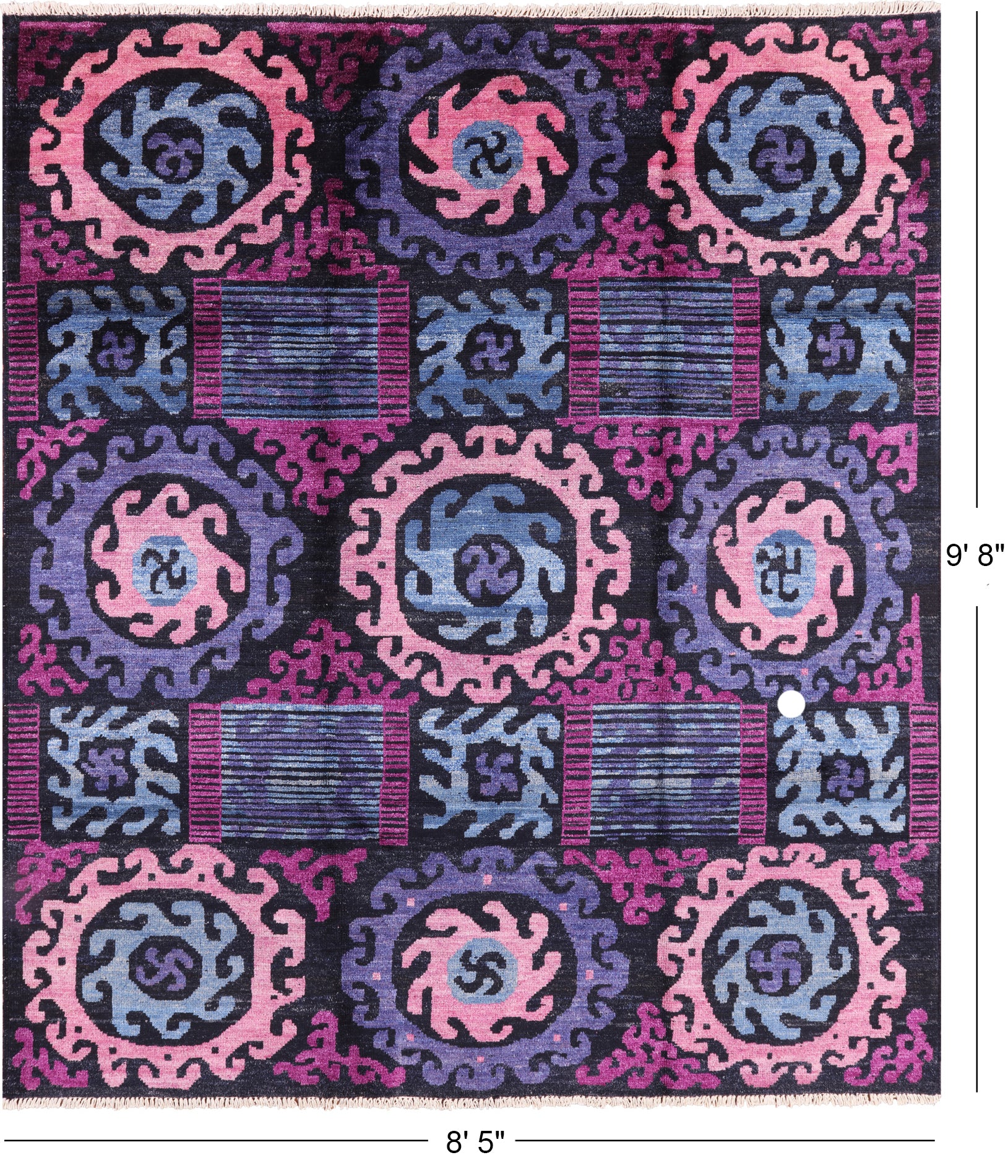 Ikat Handmade Wool Area Rug - 8' 5" X 9' 8" - Golden Nile