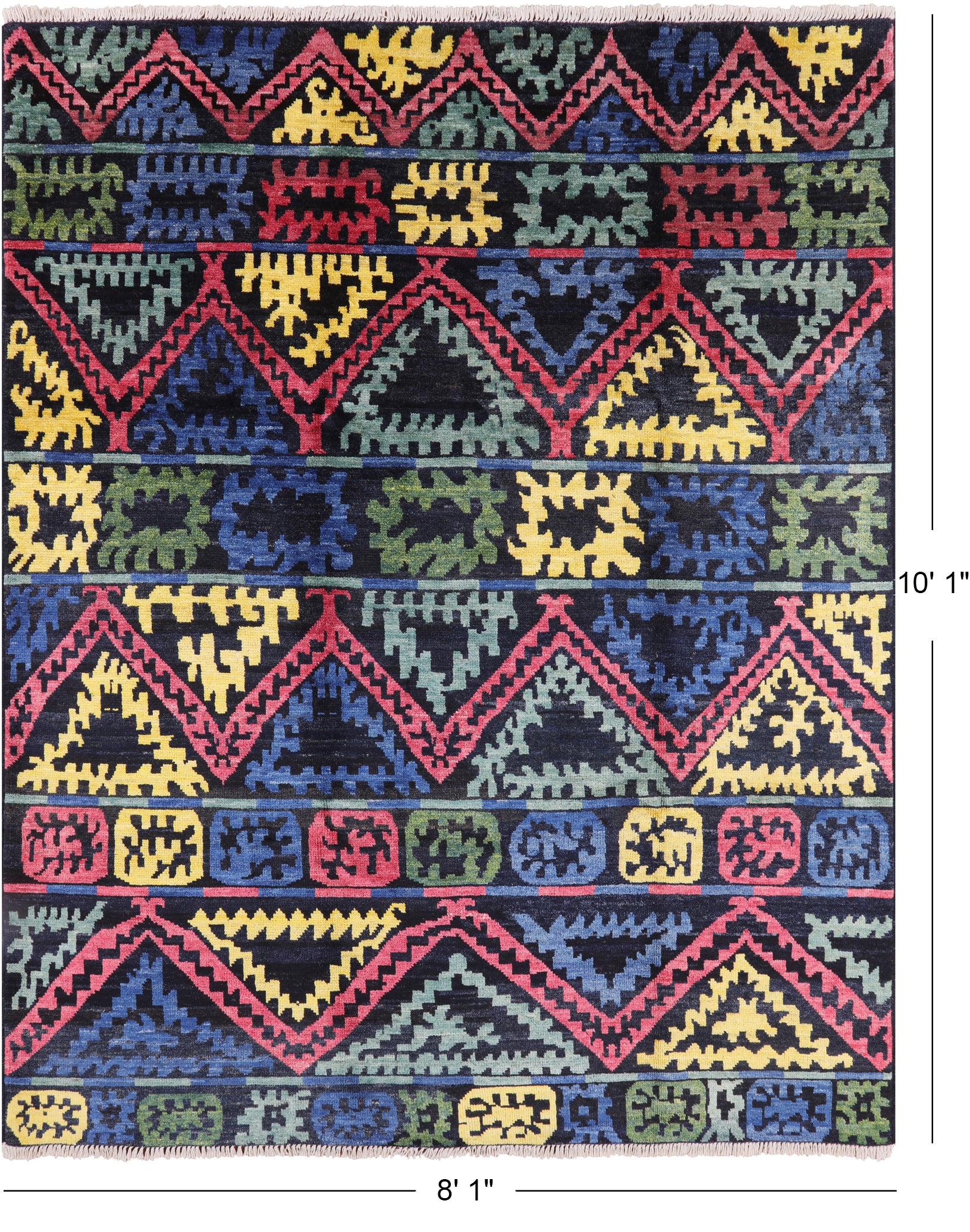 Tribal Moroccan Hand Knotted Wool Rug - 8' 1" X 10' 1" - Golden Nile