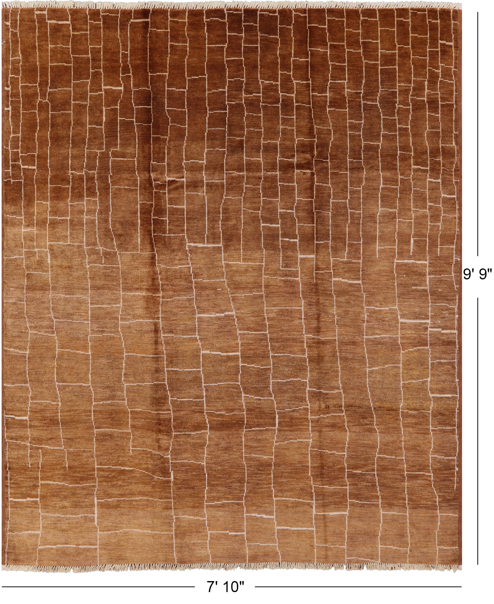 Brown Moroccan Hand Knotted Area Rug - 7' 10" X 9' 9" - Golden Nile