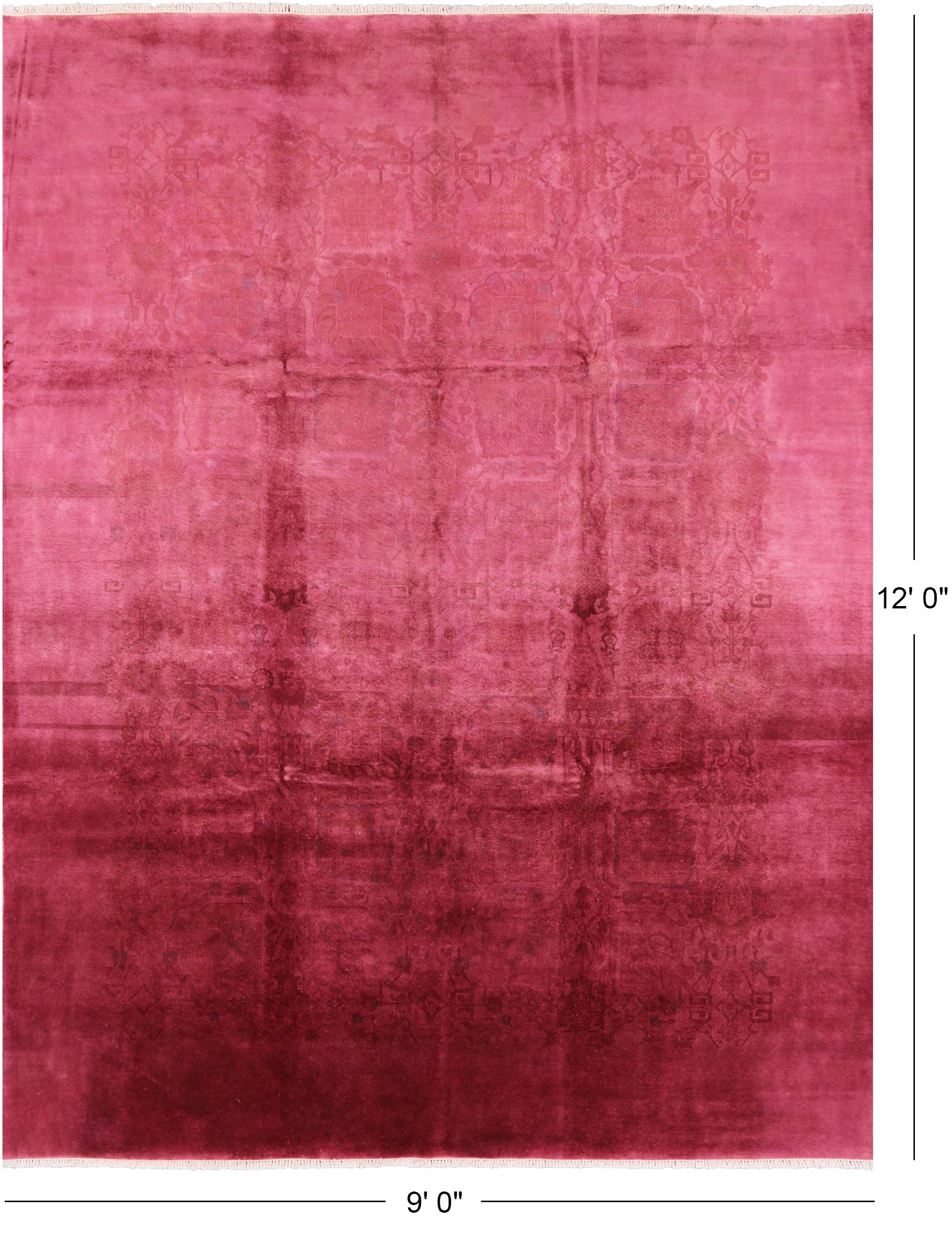 Full Pile Overdyed Handmade Wool Rug - 9' 0" X 12' 0" - Golden Nile