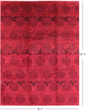 Red Full Pile Overdyed Handmade Wool Rug - 9' 1" X 12' 1" - Golden Nile