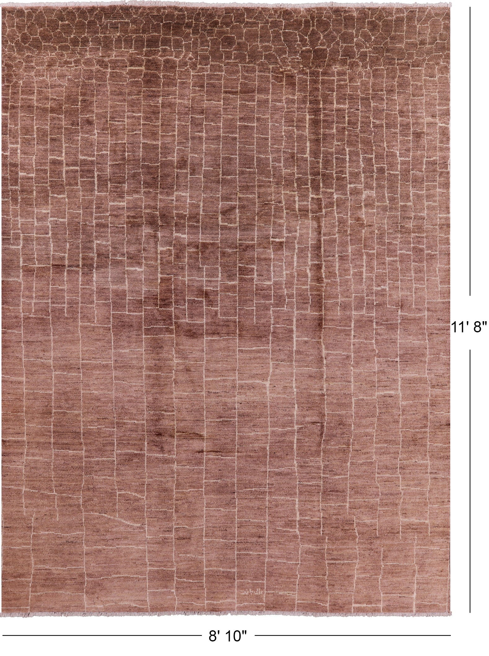 Brown Moroccan Hand Knotted Rug - 8' 10" X 11' 8" - Golden Nile