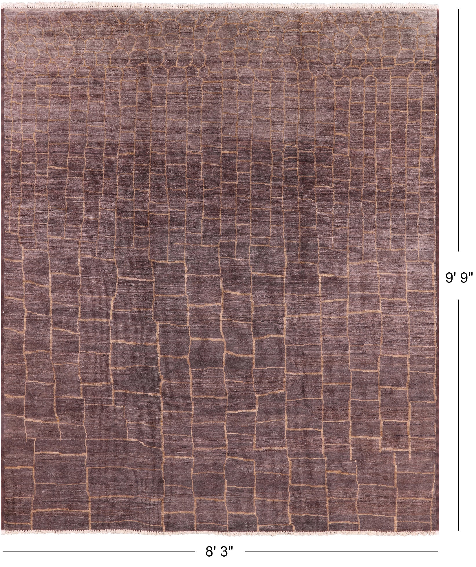 Brown Moroccan Hand Knotted Rug - 8' 3" X 9' 9" - Golden Nile