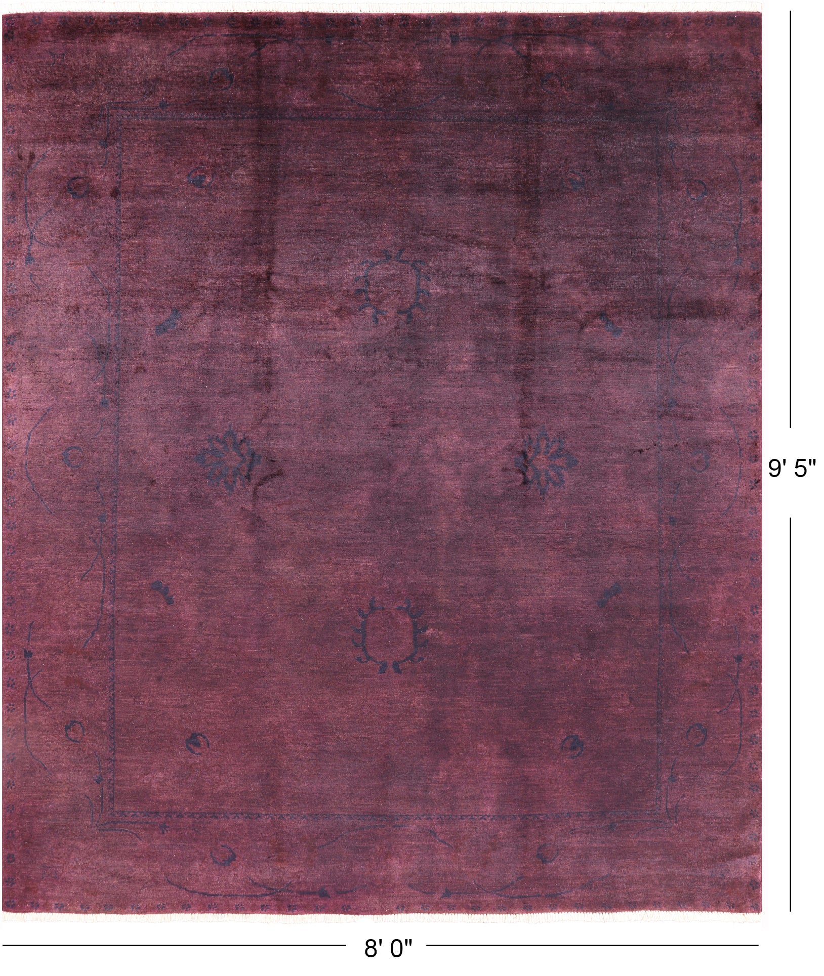 Overdyed Full Pile Hand Knotted Wool Rug - 8' 0" X 9' 5" - Golden Nile