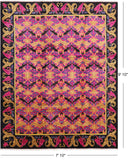Pink William Morris Handmade Wool Area Rug - 7' 10" X 9' 10" - Golden Nile