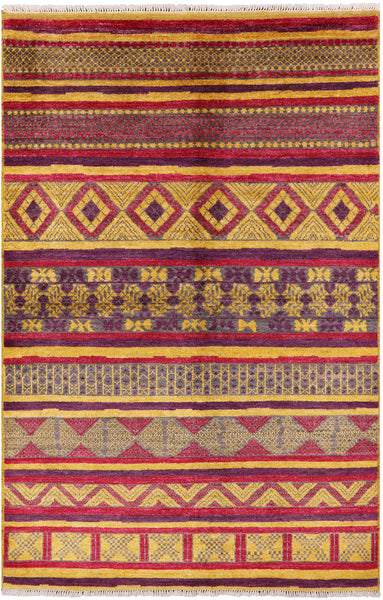 Tribal Moroccan Hand Knotted Wool Rug - 6' 3" X 9' 3" - Golden Nile