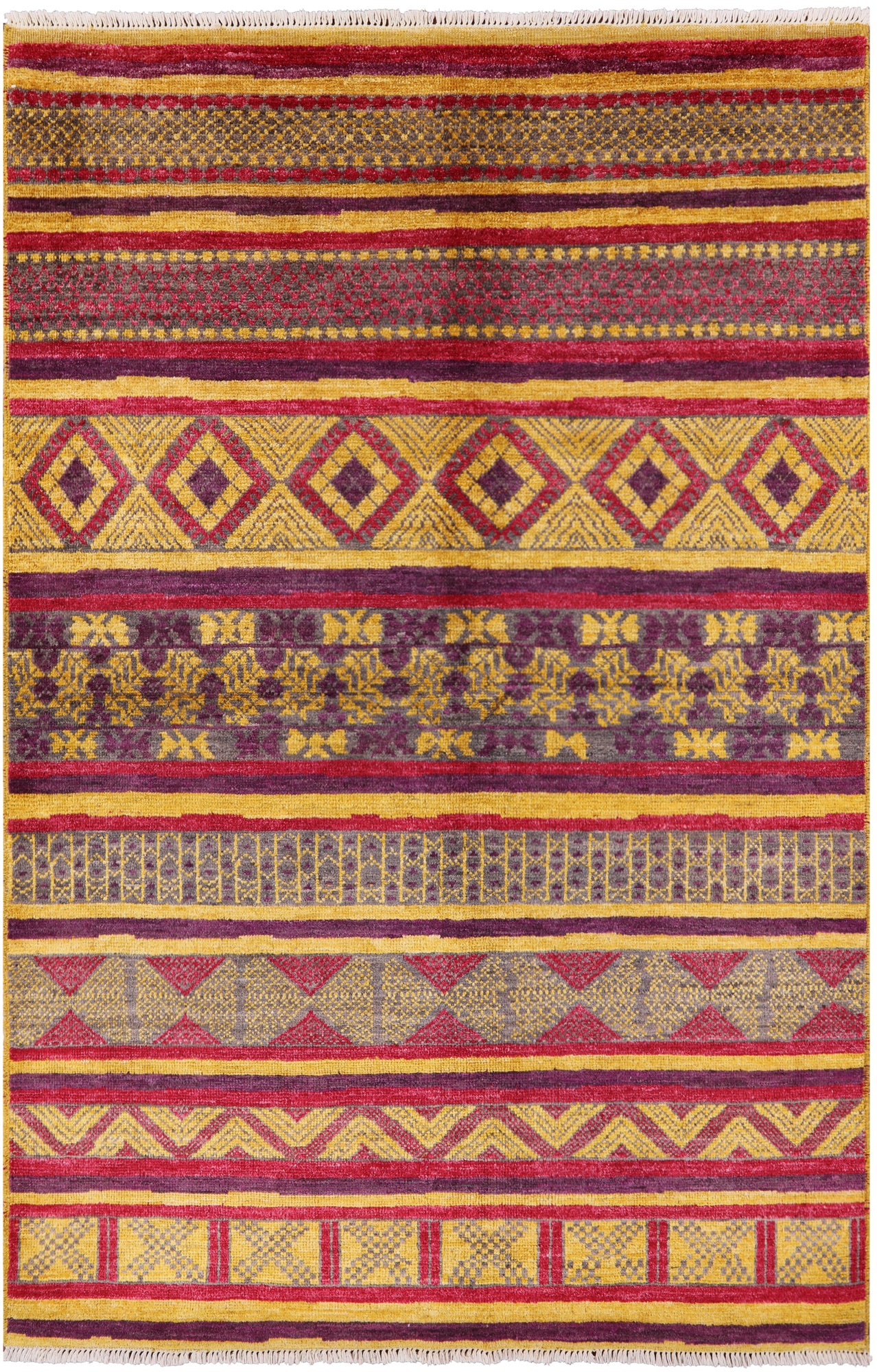 Tribal Moroccan Hand Knotted Wool Rug - 6' 3" X 9' 3" - Golden Nile